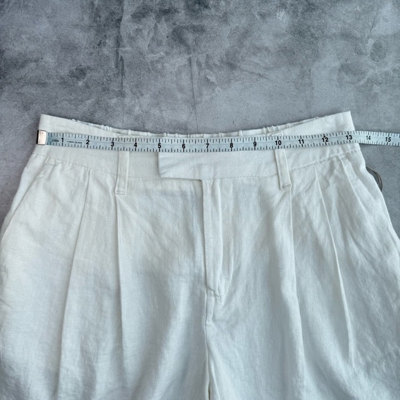 A NEW DAY Tailored Linen Blend Short 2 White High Rise Pleated Summer Neutral - Picture 7 of 12